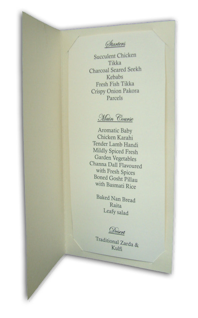 ABC 429 Elegant white and gold brown party table menus