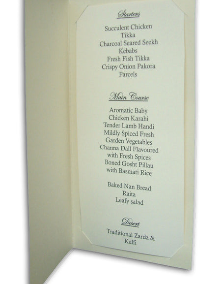 ABC 429 Elegant white and gold brown party table menus