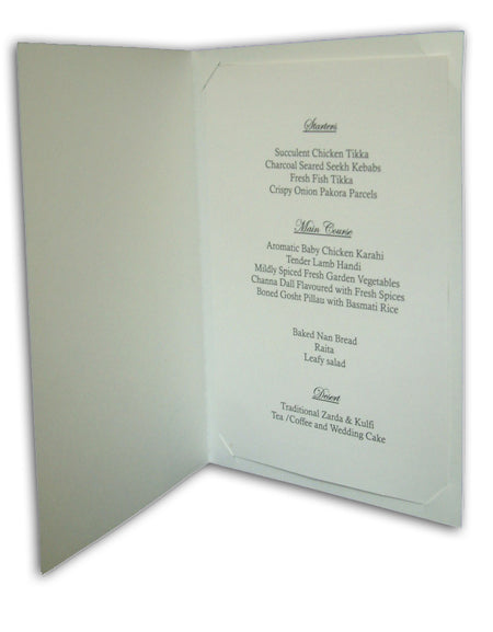 ABC 430 Blue flourish wedding table menu