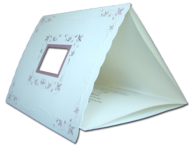 Floral lavender silver off white wedding invitations 5052