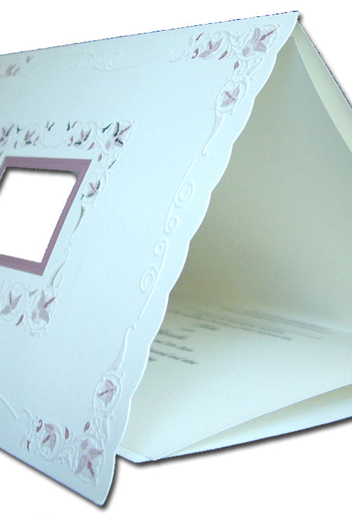 Load image into Gallery viewer, Floral lavender silver off white wedding invitations 5052
