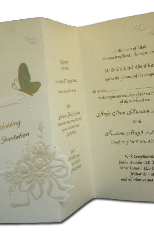 Load image into Gallery viewer, Folded gold butterfly wedding invitation Card Panache 2024
