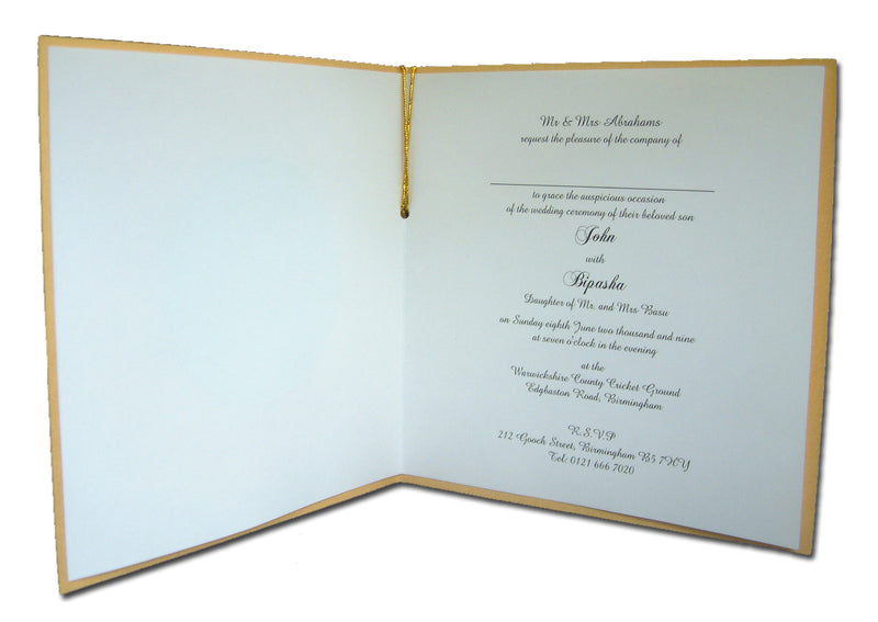 Vintage Old Gold Marriage invitation card 2190W
