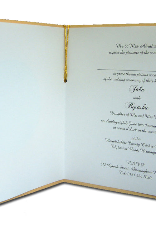 Load image into Gallery viewer, Vintage Old Gold Marriage invitation card 2190W
