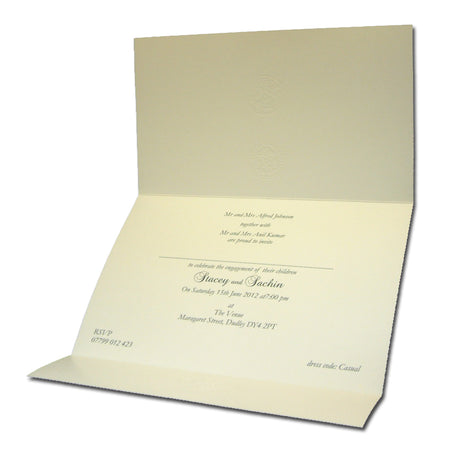 2109 – Green Tri-Fold Wedding Invitation with Embossed Pastel Floral Circles & Gold Foil Text