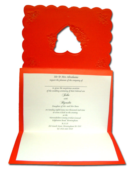 W020K01 Cherry red heart flowers wedding invitations