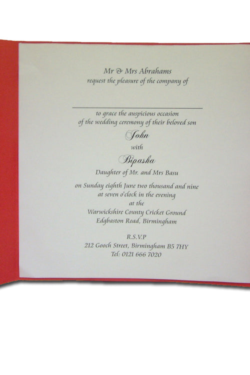 Load image into Gallery viewer, W0861 Regal red gold filigree embossed and letterpress wedding invitations
