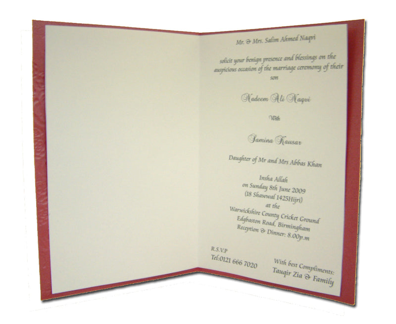 W0191 Heart and roses red and gold party invitations