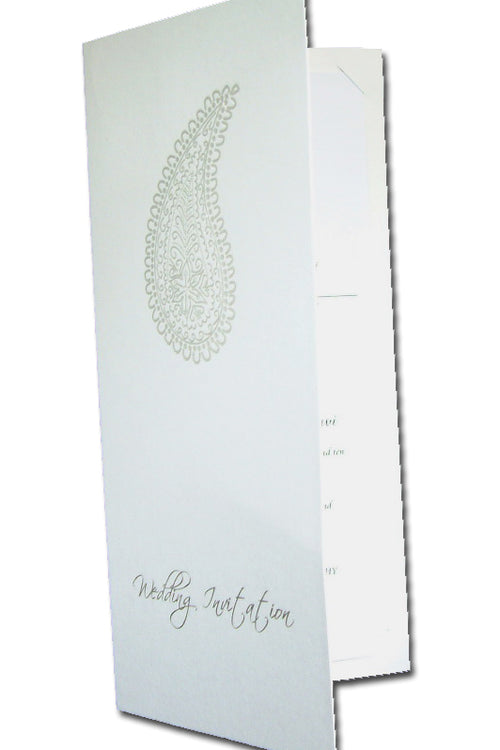 Load image into Gallery viewer, ABC 464 White invitations with Paisley design in silver

