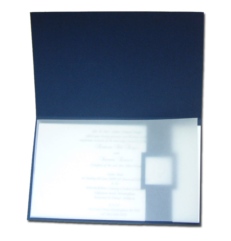 HW054 Navy Blue and silver paisley Indian invitations