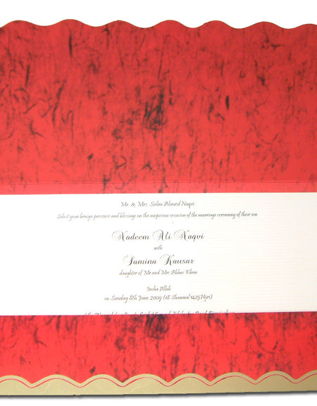 HW036 Cardinal Red and Gold Indian pocket invitations