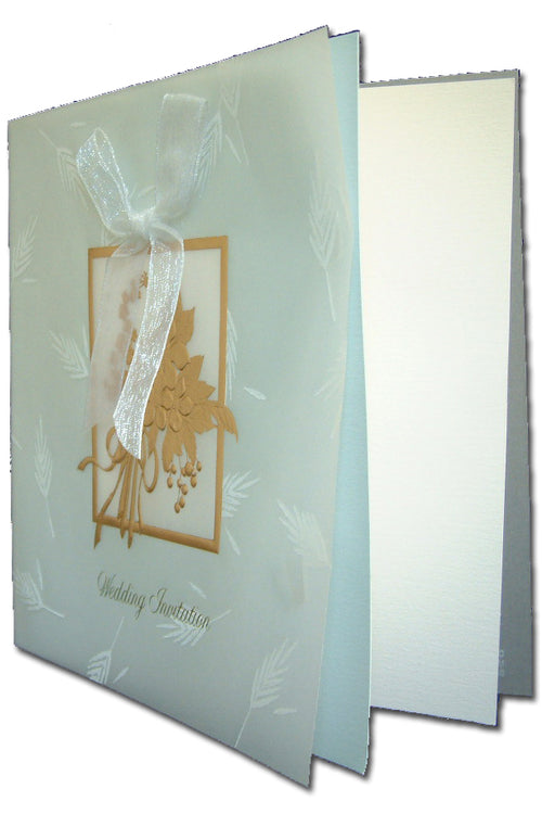 Load image into Gallery viewer, Cherish 2003W Blue haze translucent Vellum tracing paper wedding invitations
