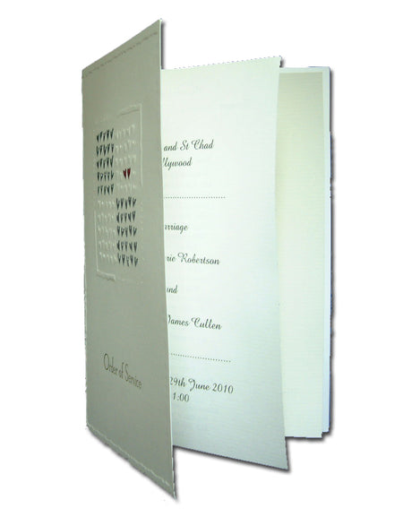 2019S Red hot romantic love silver order of service sheets