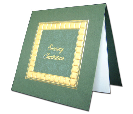 2009E green and gold floral swirl wedding invitation