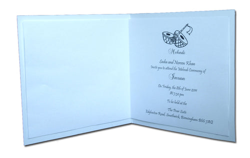 Load image into Gallery viewer, MND01B Cyan blue Henna pattern mehndi invitation card
