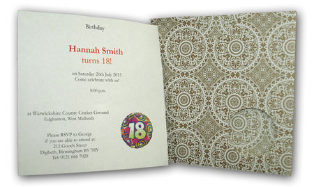 ABC 405 silver card with gold damask pattern