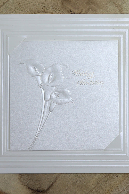 Load image into Gallery viewer, Elegant Square White Lilies in framed Marriage invitation card Panache 5002
