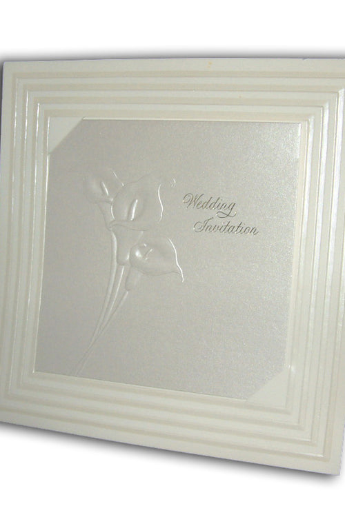 Load image into Gallery viewer, Elegant Square White Lilies in framed Marriage invitation card Panache 5002
