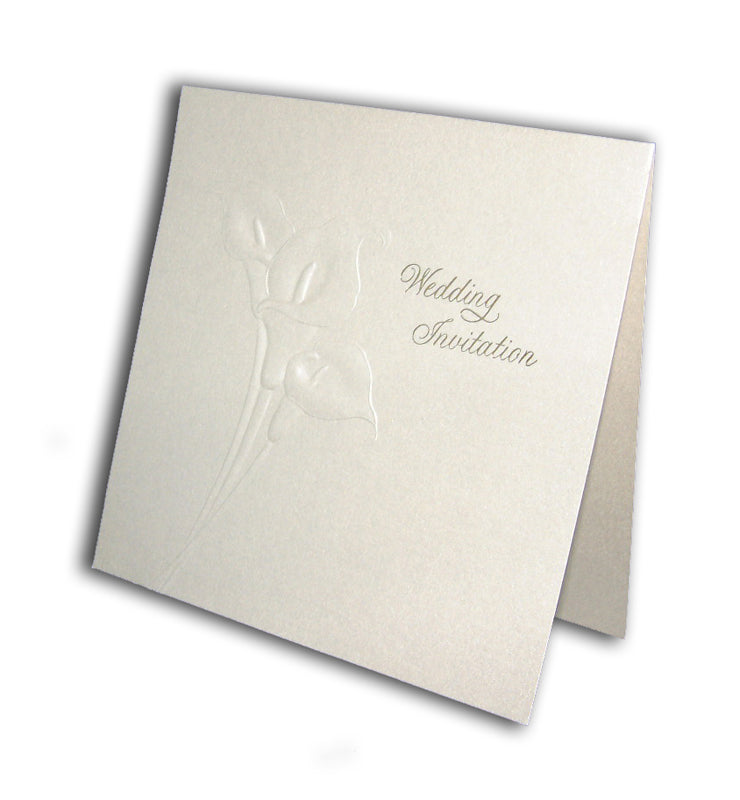 Elegant Square White Lilies in framed Marriage invitation card Panache 5002