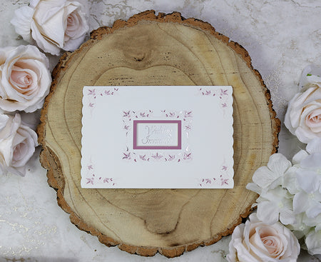 Floral lavender silver off white wedding invitations 5052