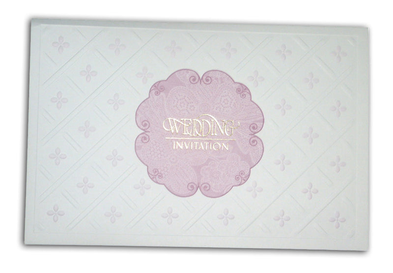 Panache 5079 Pink ornamental design folded wedding invitations