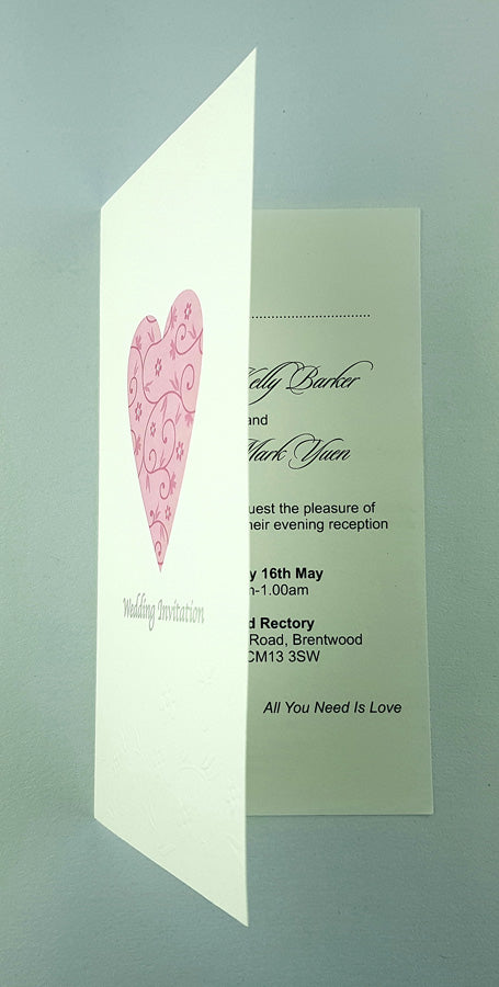 Panache 5084 Pink floral heart Budget Wedding Invitation