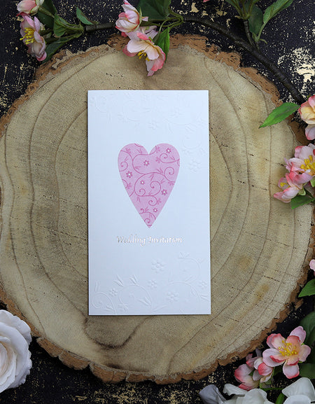 Panache 5084 Pink floral heart Budget Wedding Invitation