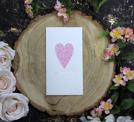 Panache 5084 Pink floral heart Budget Wedding Invitation