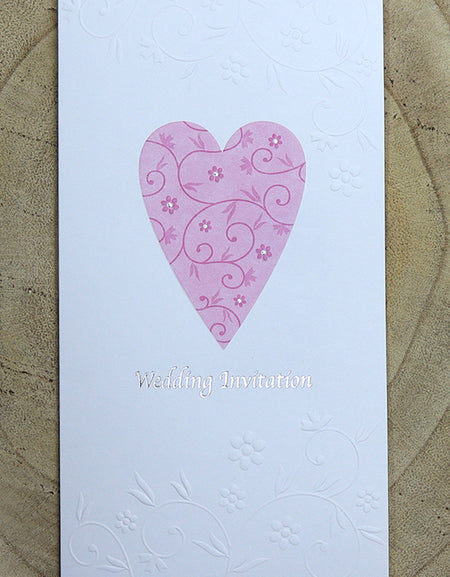 Panache 5084 Pink floral heart Budget Wedding Invitation