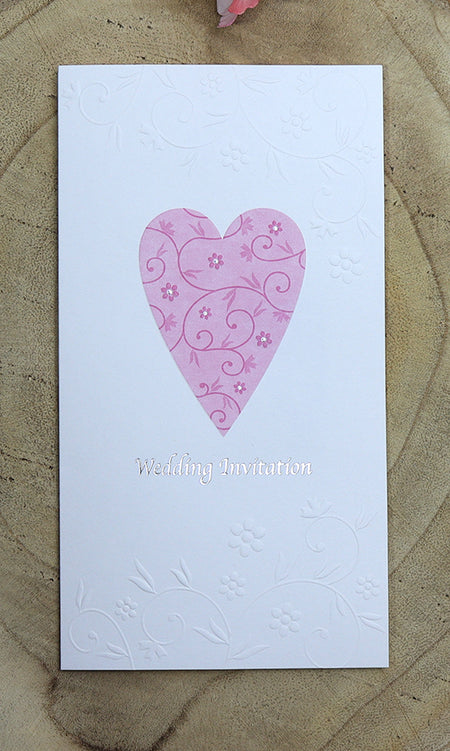 Panache 5084 Pink floral heart Budget Wedding Invitation