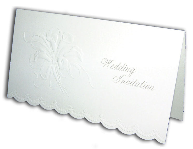 5088 simple white floral folded wedding invitation
