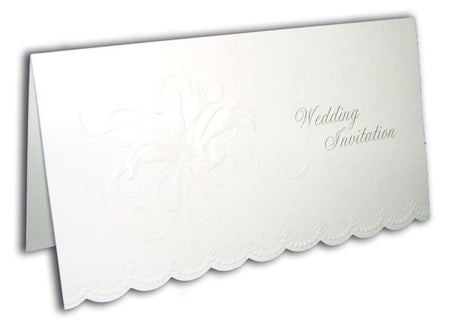 5088 simple white floral folded wedding invitation