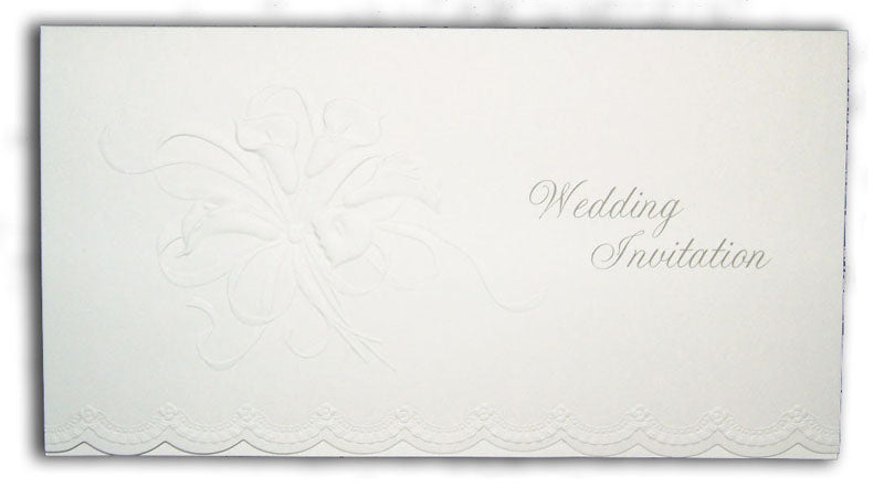 5088 simple white floral folded wedding invitation