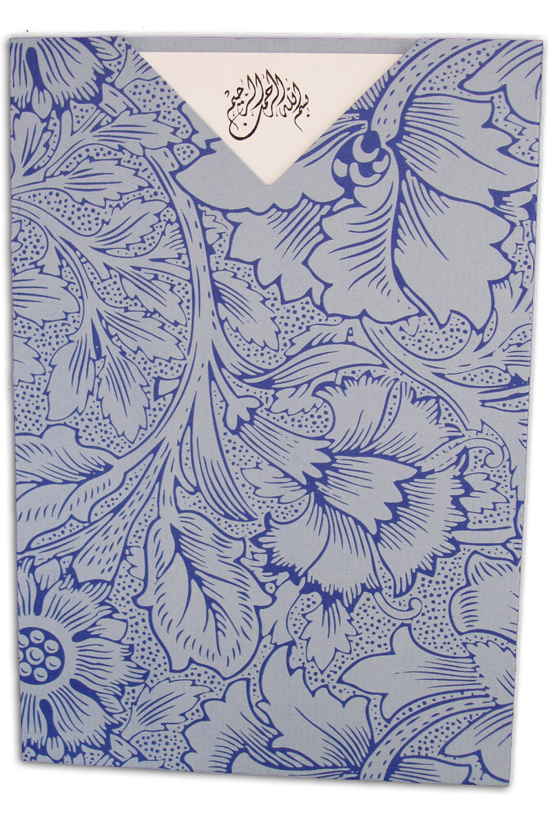 ABC 508 Antique toile floral print textured pocket invitation