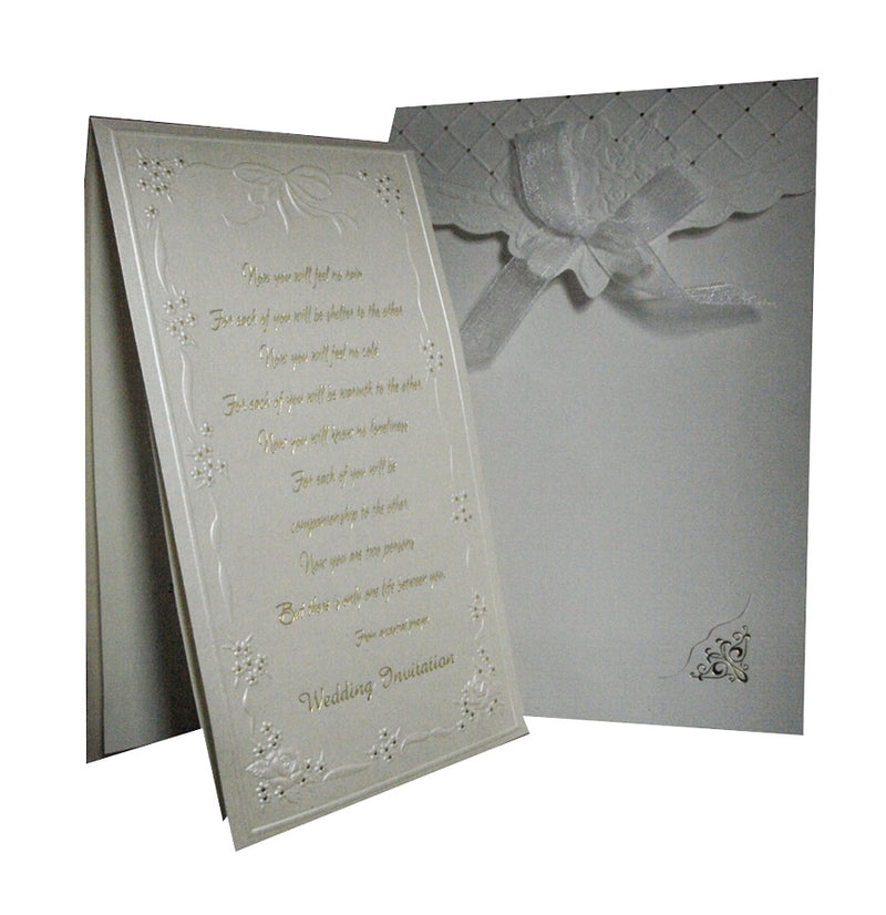 Panache 2020 Ivory frame pocket, bow and gold invite