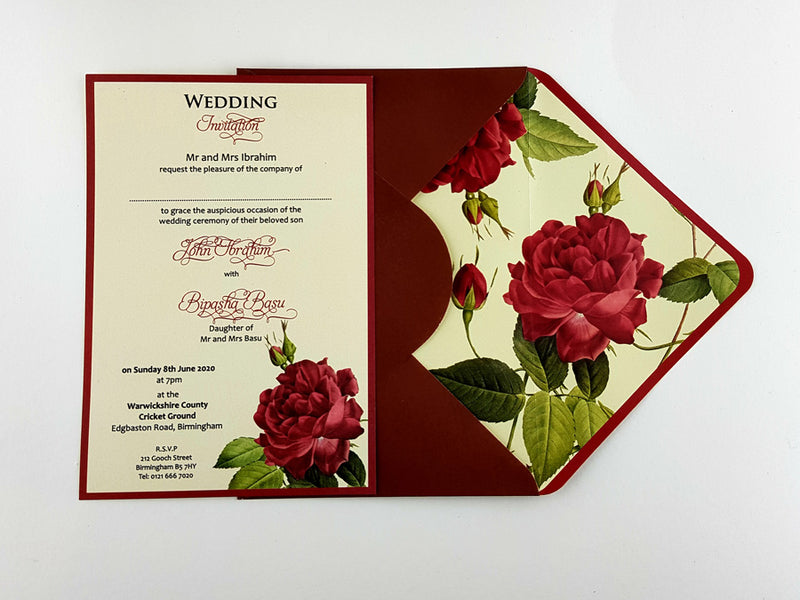 SC 5566 Gorgeous red rose printed envelope invitation