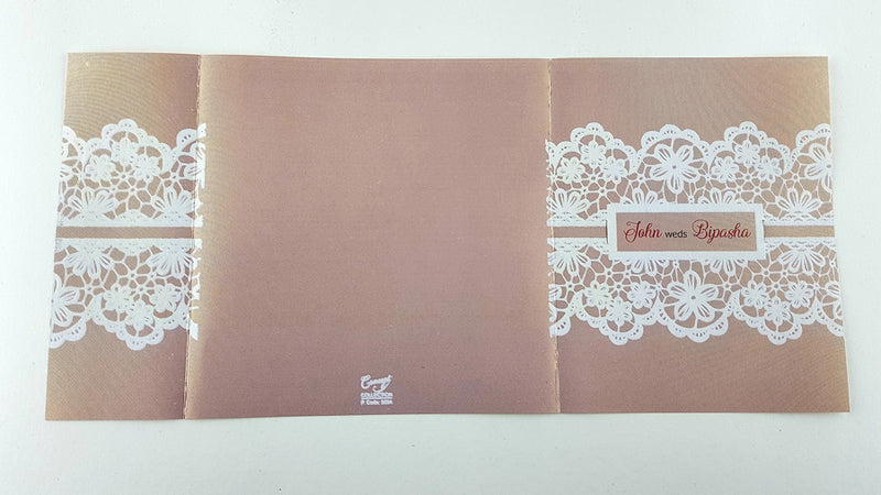 Dusty Pink Square Ribbon & Lace Invitation SC 5594