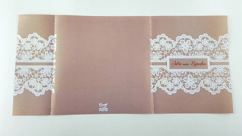 Load image into Gallery viewer, Dusty Pink Square Ribbon &amp; Lace Invitation SC 5594
