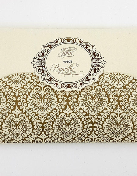 SC 5618 Cream and gold damask Invite