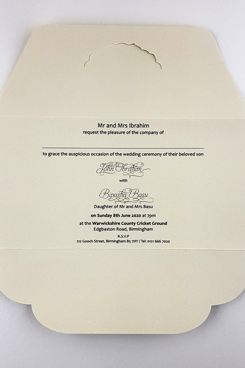 Load image into Gallery viewer, SC 5618 Cream and gold damask Invite
