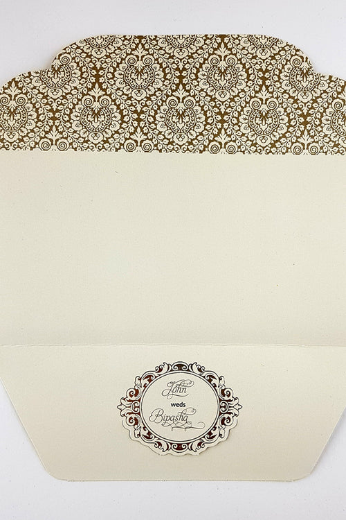 Load image into Gallery viewer, SC 5618 Cream and gold damask Invite
