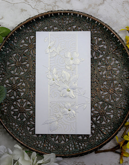 6010 Tender Elegance white lillies laser cut and embossed