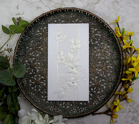 6010 Tender Elegance white lillies laser cut and embossed