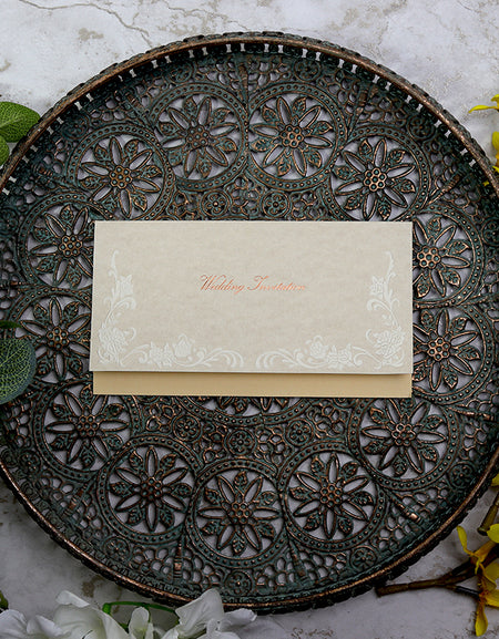 Simple Ivory Embossed Wedding Invitations Panache 631