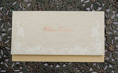 Simple Ivory Embossed Wedding Invitations Panache 631