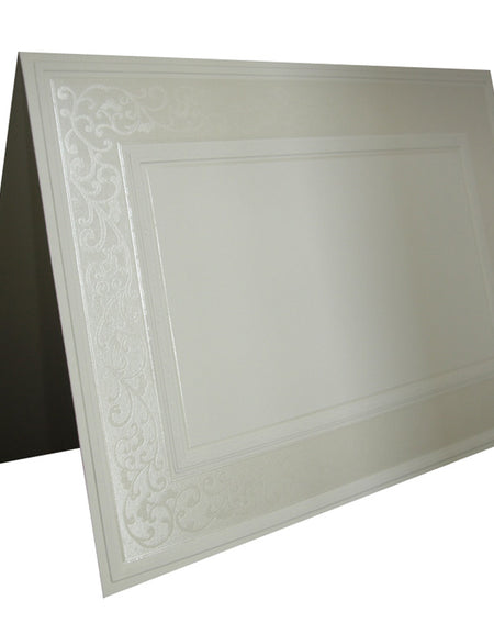 3050 white and silver folded invitation