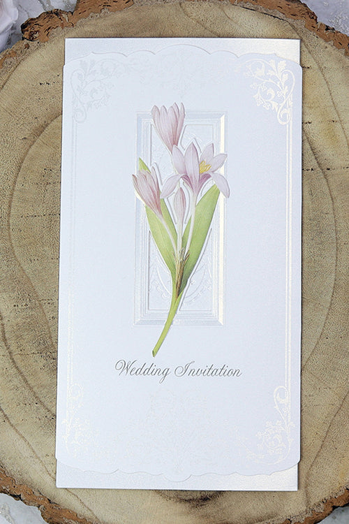 Load image into Gallery viewer, Panache 7003 Pink lilies Vintage Floral Wedding invitation card
