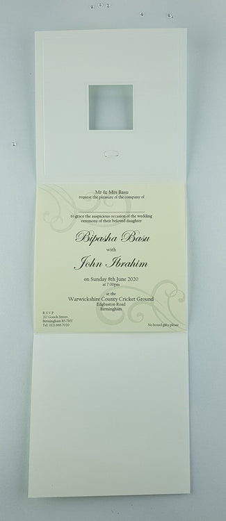 Load image into Gallery viewer, 7006 Light Blue Accent Silver Invitation - Square 2-Fold Design with Shimmer Pearlescent Cardstock
