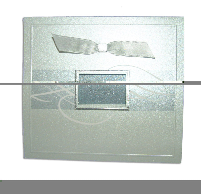 7006 Light Blue Accent Silver Invitation - Square 2-Fold Design with Shimmer Pearlescent Cardstock