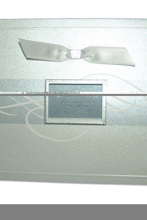 Load image into Gallery viewer, 7006 Light Blue Accent Silver Invitation - Square 2-Fold Design with Shimmer Pearlescent Cardstock
